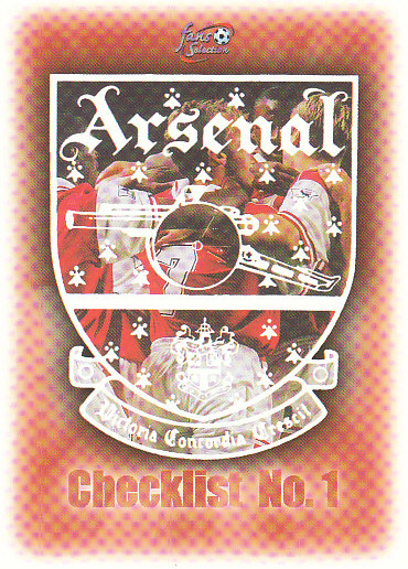Checklist n.1 Arsenal 1997/98 Futera Fans' Selection #80